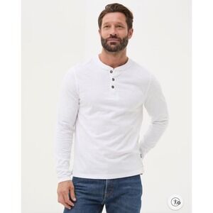 FatFace Henley‎ Shirt Mens XL White Excellent Long Sleeve Slub Cotton Regular